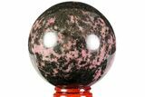 Polished Rhodonite Sphere - Madagascar #78796-1